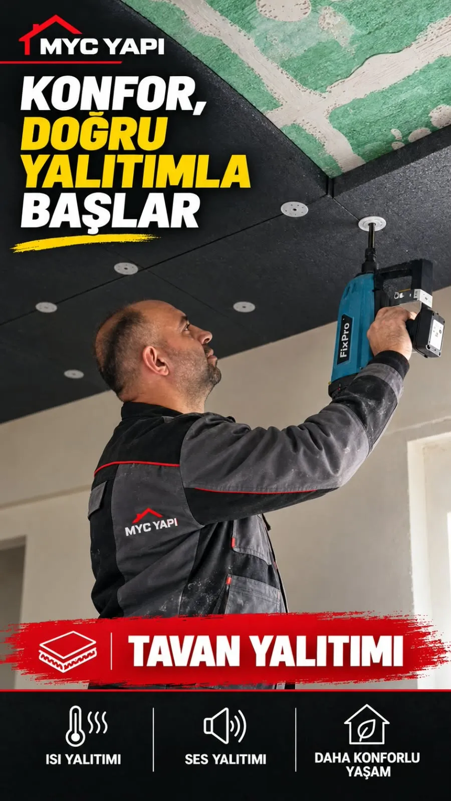 Boya yalıtım asma tavan  duvar bölme ısı yalıtım bodrumalti