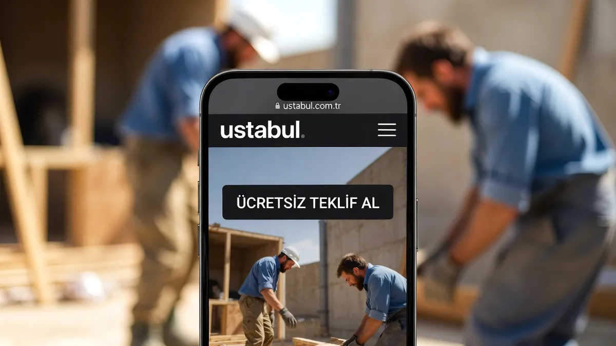 ustabul.com.tr usta bulma programı telefon ekranında; hizmet için ücretsiz teklif alma