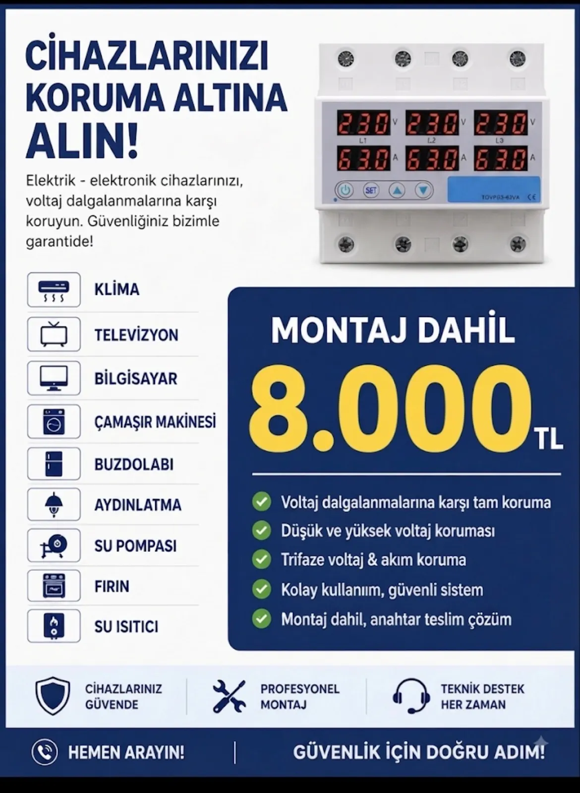 Elektrik tesisatı arıza servisi kurulum montaj endüstriyel bakım onarım